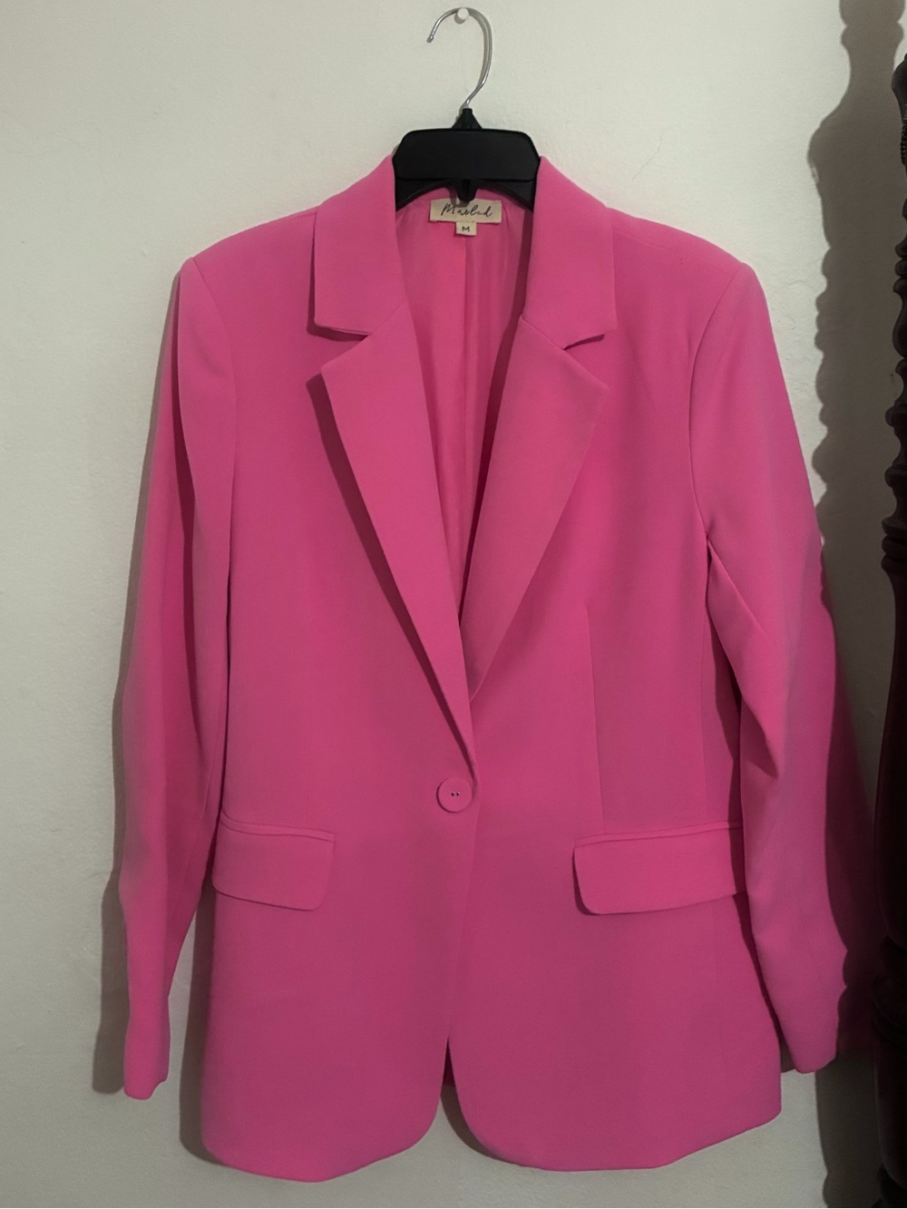 Marled Hot Pink Single-Button Blazer